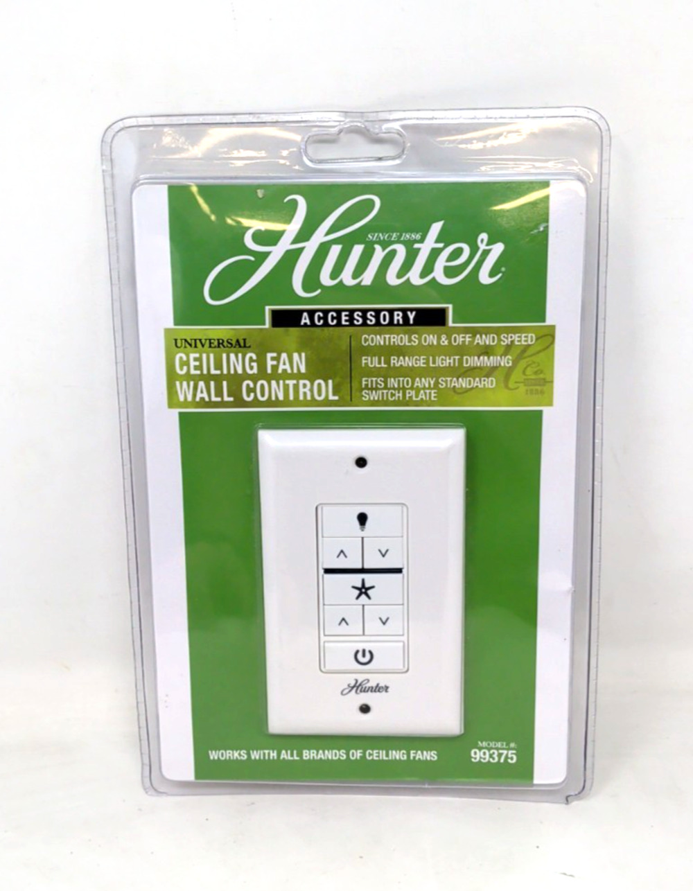 Hunter Universal Ceiling Fan Wall Control Speed On Off & Dimming Model #99375